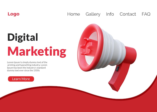PSD página de inicio plana de marketing digital. marketing de medios sociales,