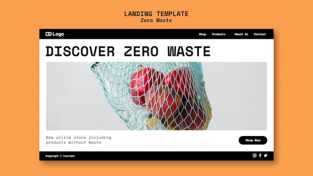 Página de inicio de plantilla de diseño de desperdicio cero
