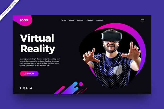 PSD página de inicio de realidad virtual