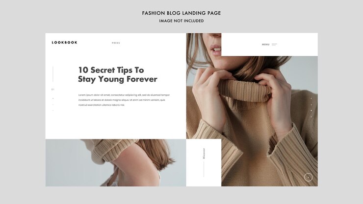 PSD página de inicio del sitio web del blog de moda moderna psd