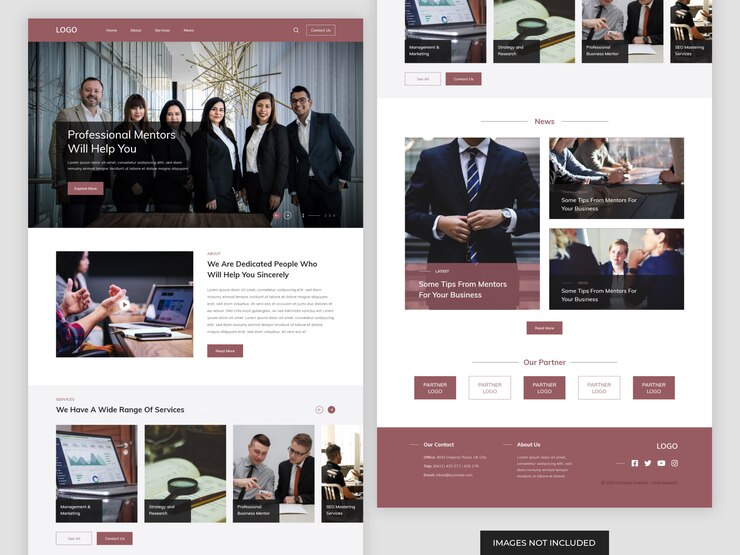PSD página de inicio del sitio web de business mentor