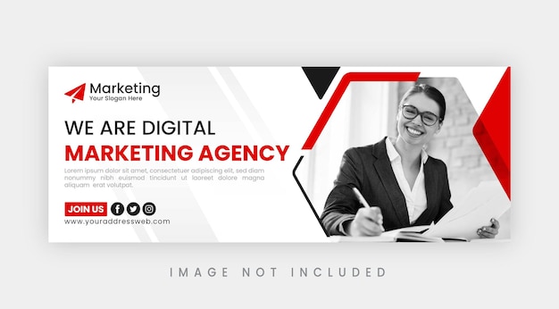 Página de portada de la agencia de marketing digital de Facebook o plantilla de banner web de Instagram