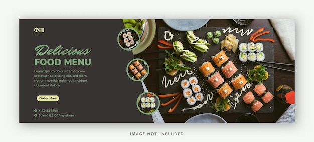 Página de portada de facebook de comida deliciosa y plantilla de diseño de banner web premium psd Premium Psd