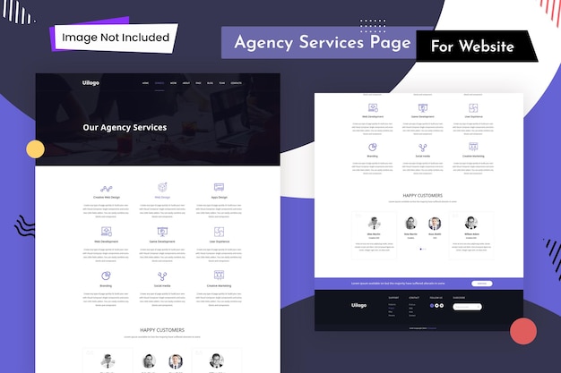 PSD página de servicios de la agencia digital para el sitio web