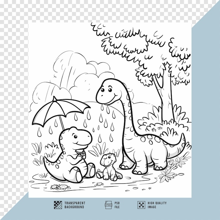 PSD pagine da colorare dinosauro carine immagini senza sfondo qualità hd
