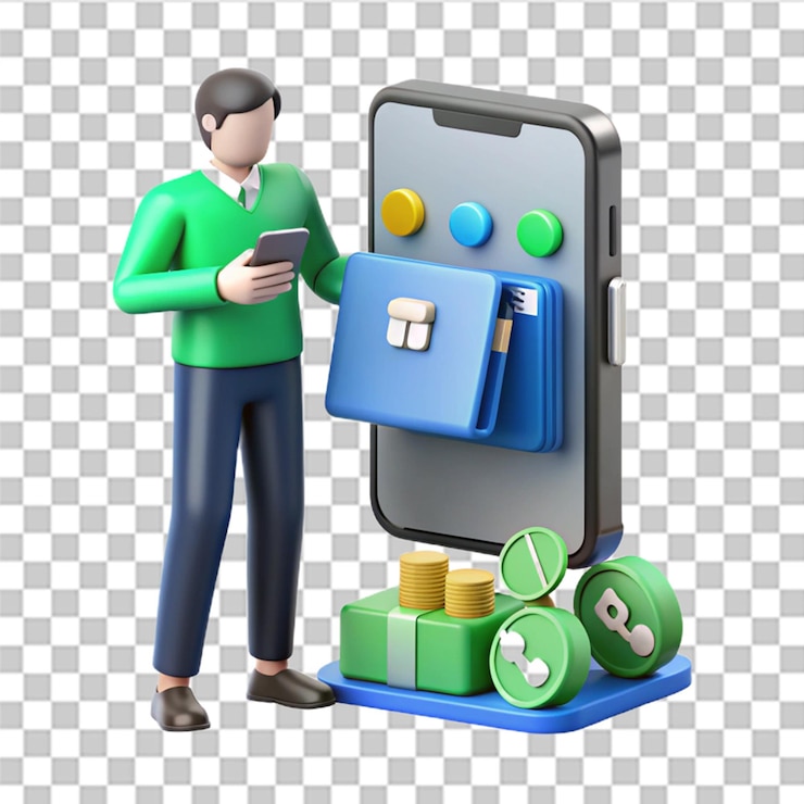 PSD pago de compras a través de la terminal utilizando un teléfono inteligente ilustración vectorial aislada sobre fondo blanco
