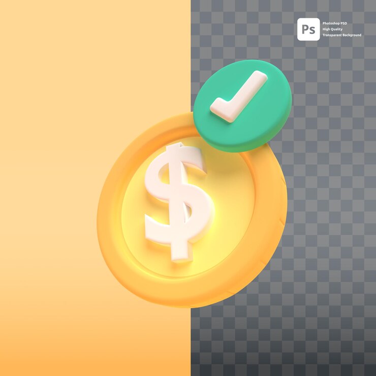 PSD pago realizado en representación 3d para presentación web de activos gráficos u otro
