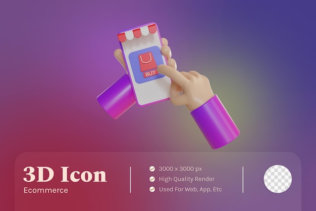 Pago de tienda de icono de objeto de ilustración 3d