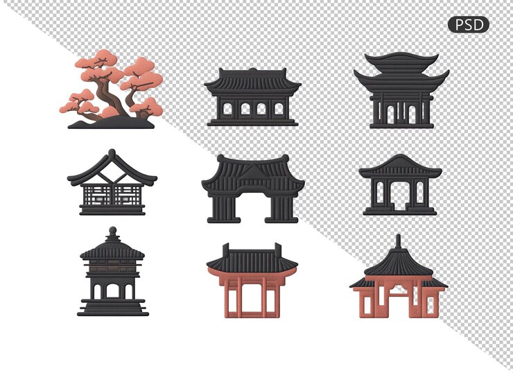 PSD pagoda en miniatura decorativa