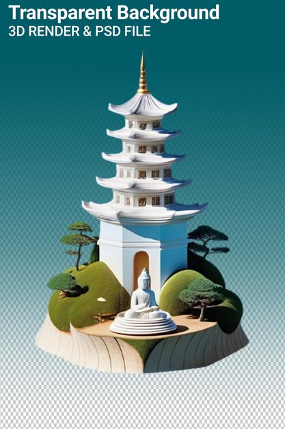 Una pagoda con una pagoda en la parte superior