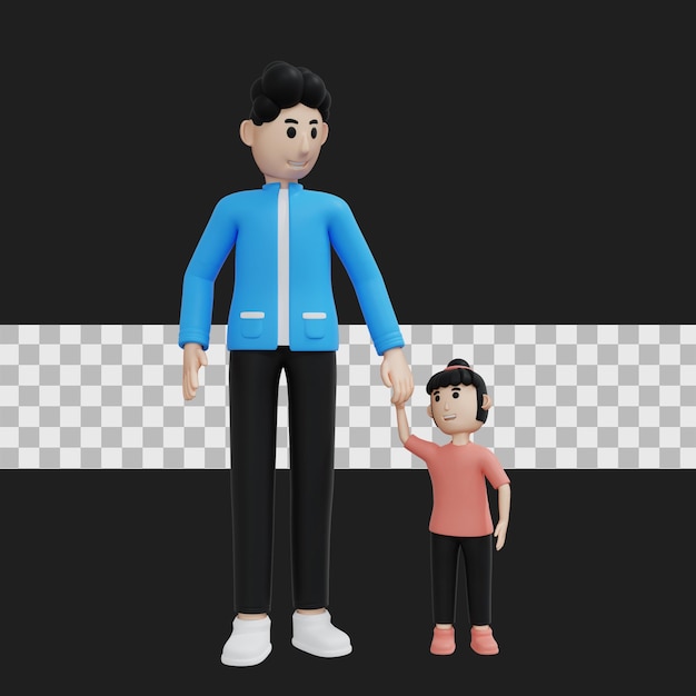 pai com filha 3d