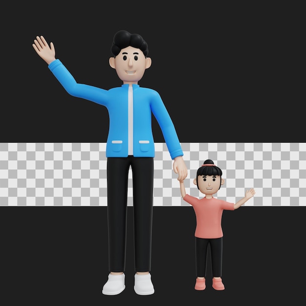 pai com filha 3d