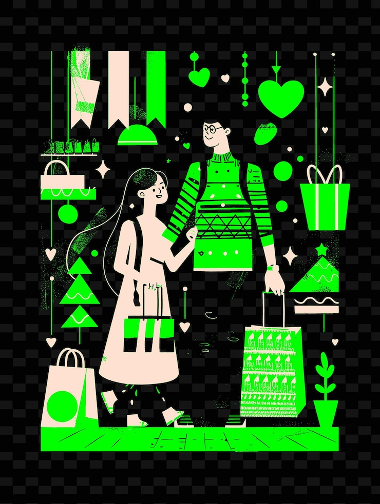 PSD pai e filha fazendo compras juntos em um shopping moderno png ilustração desenhos de obras de arte