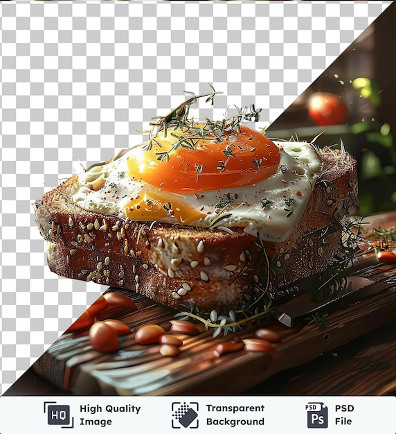 PSD pain de balik ekmek de qualité surmonté d'une tomate rouge et servi sur une table en bois avec un couteau d'argent