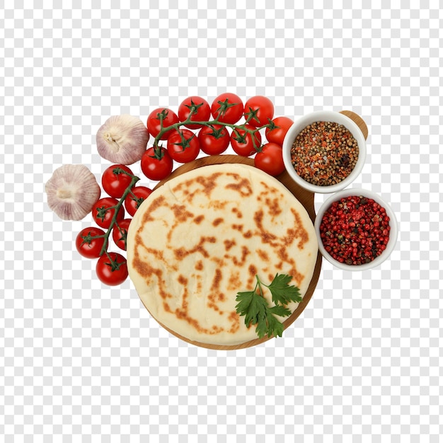 Pain plat avec des tomates