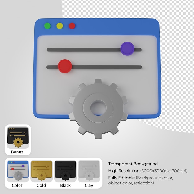 PSD painel de controle da web 3d