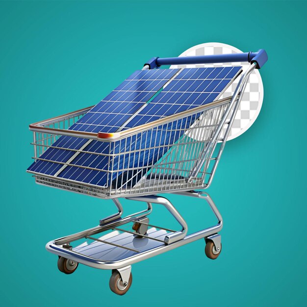 PSD painel de energia solar carrinho de compras 3d