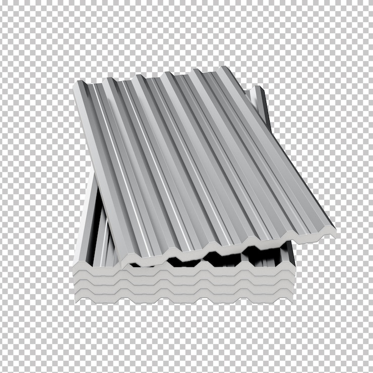 PSD painel de sanduíche termocústico galvanizado 3d com telhado com fundo transparente