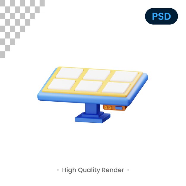 PSD painel solar 3d render ilustração premium psd