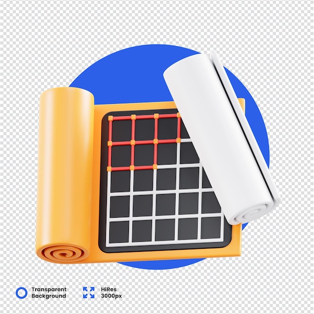Painel solar e concepção 3D de planos