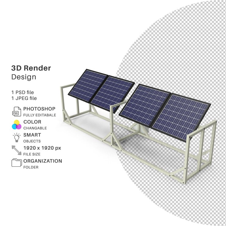 PSD painel solar modelagem 3d manual arquivo psd painel solar realista