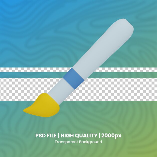 paint brush 3d render graphic design 3d render set psd file transparent background