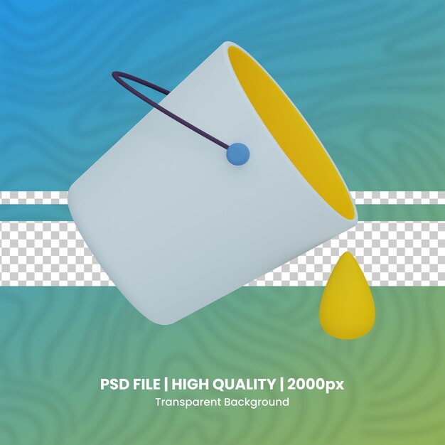paint bucket 3d render graphic design 3d render set psd file transparent background