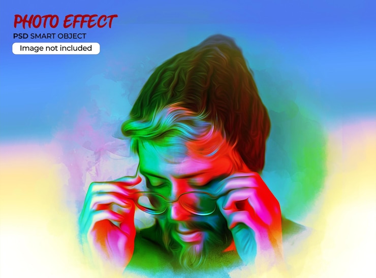 PSD painting photo effect mockup