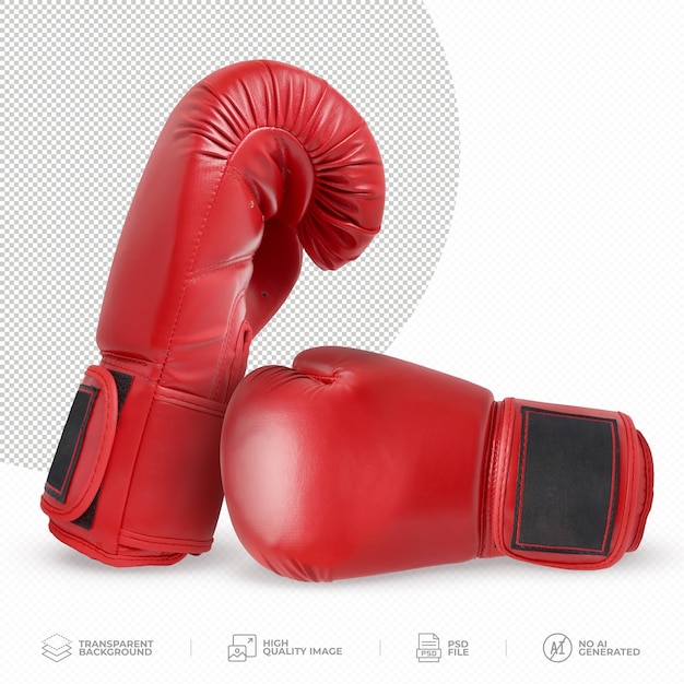 Pair of Red Boxing Gloves Isolated on a Transparent Background