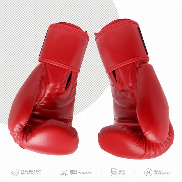 Pair of red boxing gloves On Transparent Background PSD
