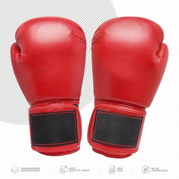 Pair of red leather boxing gloves On Transparent Background PSD