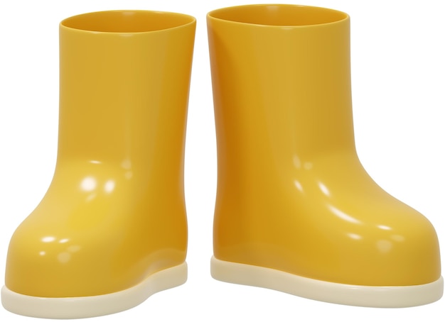 Pair of yellow rubber rain boots