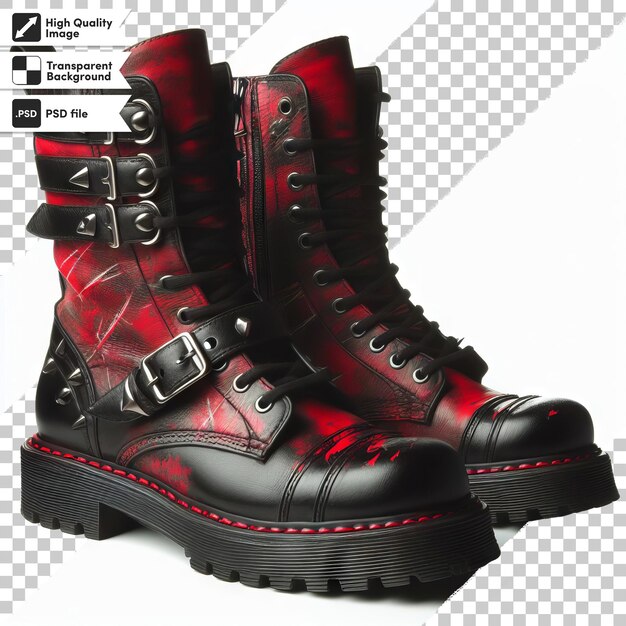 PSD une paire de bottes avec un dessin rouge et noir sur le devant