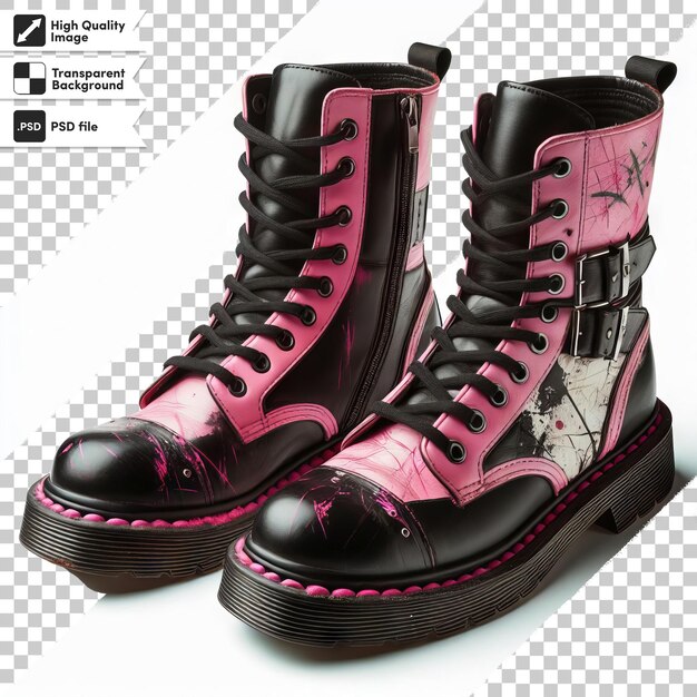 PSD une paire de bottes roses et noires avec un couvercle rose