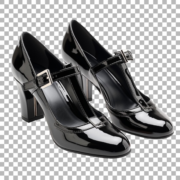 PSD une paire de chaussures noires avec des garnitures en argent et des lacets noirs