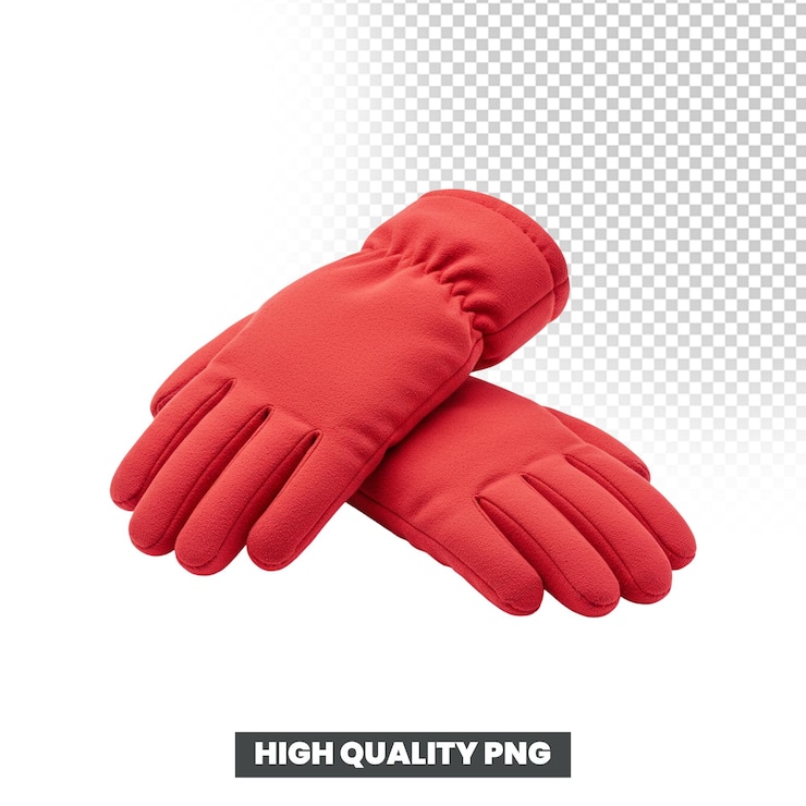 PSD une paire de gants d'hiver rouges isolés