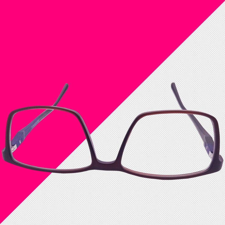 PSD une paire de lunettes à cadre carré sur un fond rose et blanc