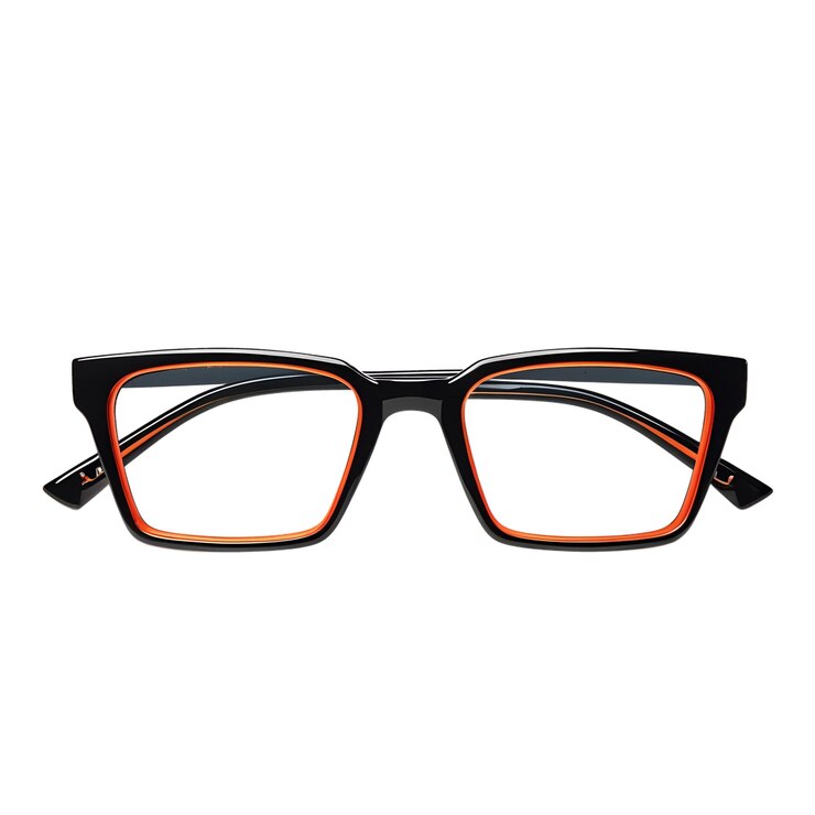 PSD une paire de lunettes noires avec des cadres orange et noir