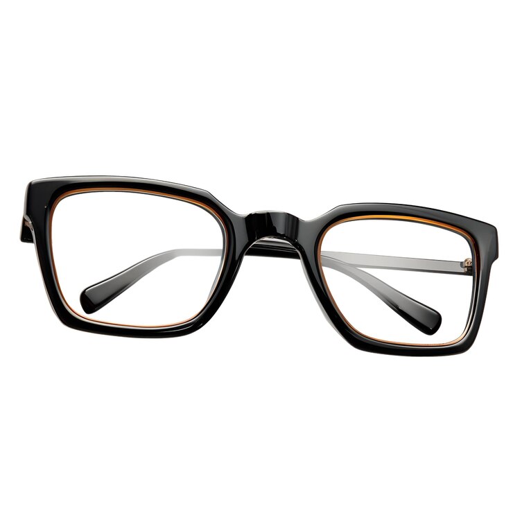 PSD une paire de lunettes noires avec des cadres orange et noir