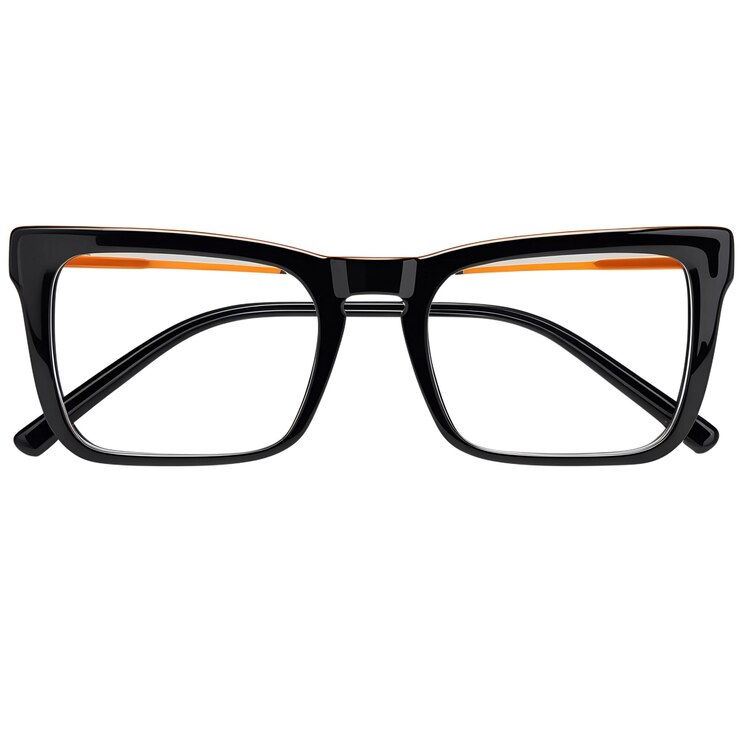 PSD une paire de lunettes noires avec des cadres orange et noir