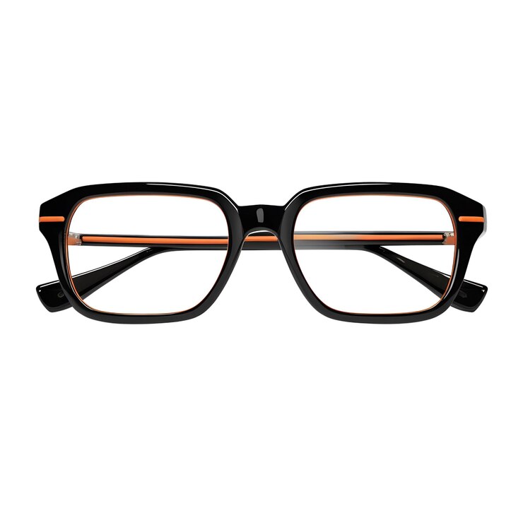 PSD une paire de lunettes noires avec des cadres orange et noir