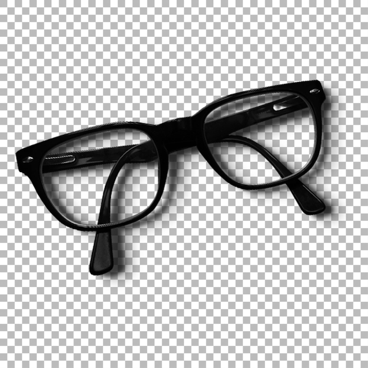 PSD une paire de lunettes noires élégantes reposant sur une surface conçue pour la correction de la vision ou la mode