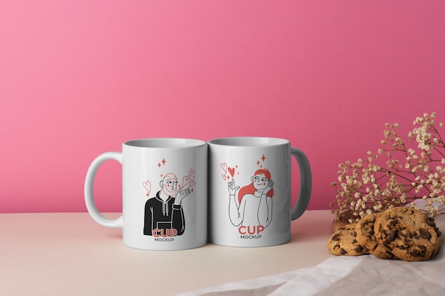 Paire De Mugs Pour Couple Aux Imprimés Romantiques