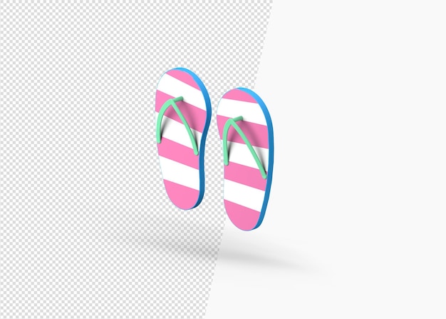 PSD paire de pantoufles de plage de rendu 3d de flip flop concept d'été