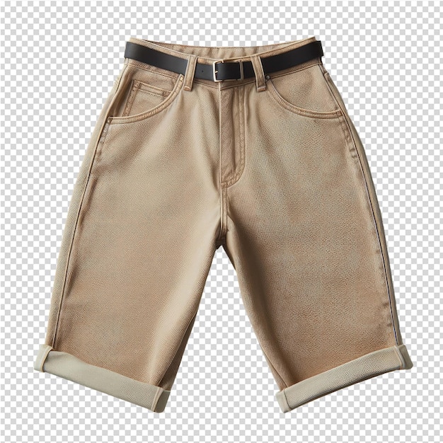 PSD une paire de shorts avec une bande brune sur le devant et le bas est une ceinture noire