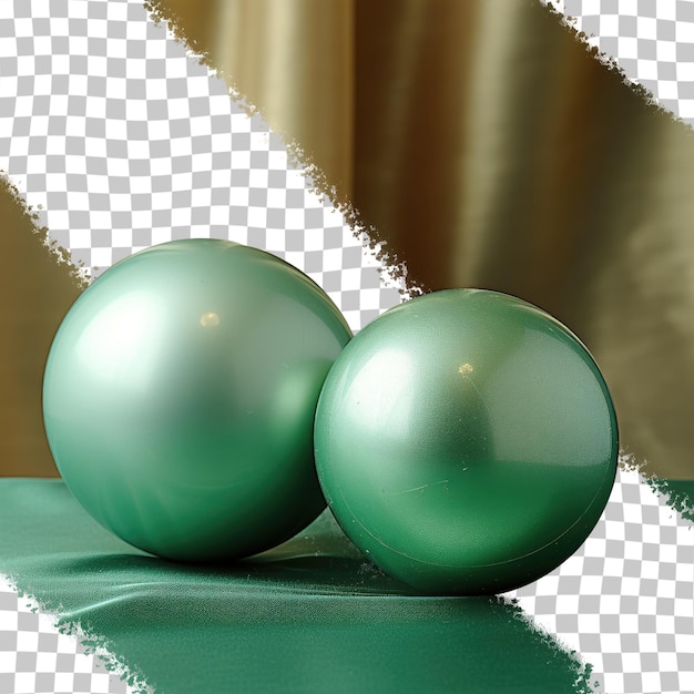 PSD une paire de sphères vertes à proximité, fond transparent