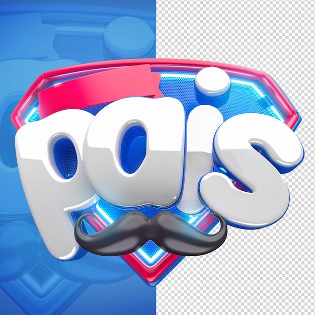 Pais selo 3d bigode neon braso