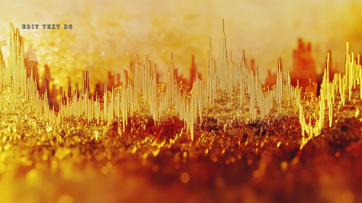 PSD paisagem 3d com textura de ouro e laranja abstrata