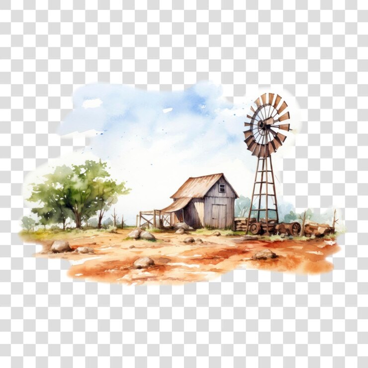 PSD paisagem de aquarela rústica do campo