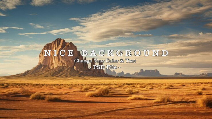 PSD paisagem dourada da paisagem do deserto com ship rock no pôr-do-sol com um belo céu gerar imagem ai